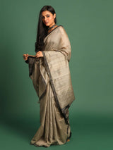GREY ALLURE (JAMDANI 100% PURE SILK SAREE)