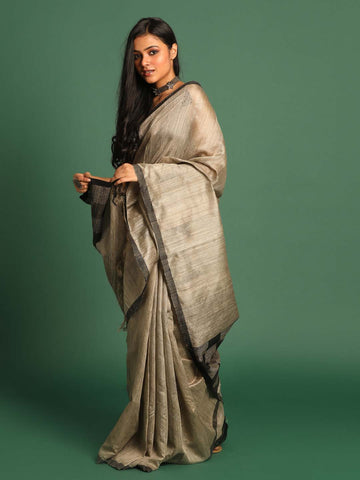 GREY ALLURE (JAMDANI 100% PURE SILK SAREE)