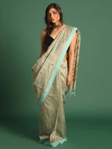 KHAKI ESSENCE (JAMDANI 100% PURE SILK SAREE)