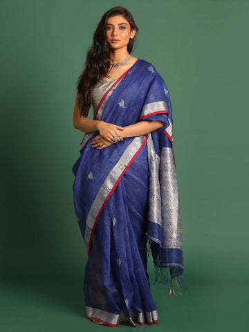 NAVY ENCHANTMENT (JAMDANI 100% PURE SILK SAREE)