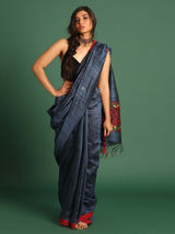 MIDNIGHT AZURE (JAMDANI 100% PURE SILK SAREE)