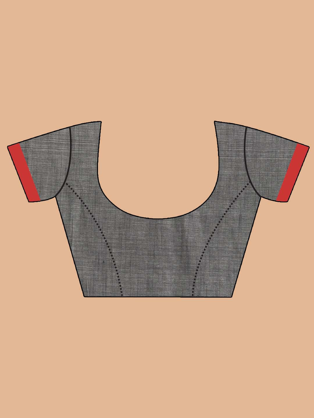 Indethnic Grey Bengal Handloom Pure Cotton Saree Work Saree - Blouse Piece View