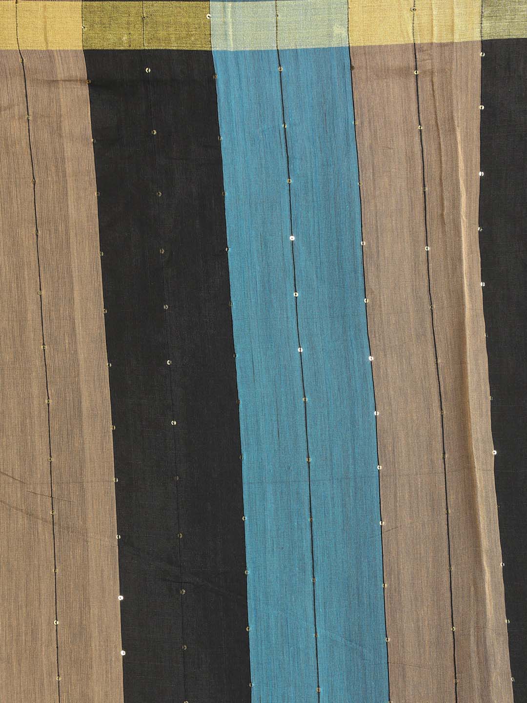 Indethnic Black Bengal Handloom Cotton Blend Work Saree - Saree Detail View