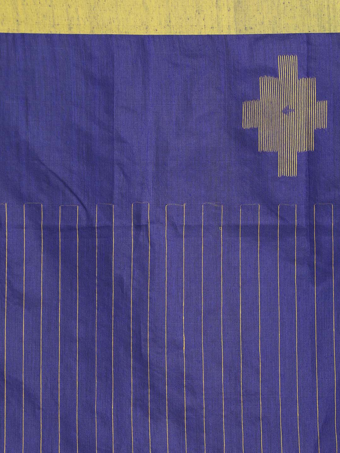 Indethnic Blue Bengal Handloom Cotton Blend Work Saree - Saree Detail View