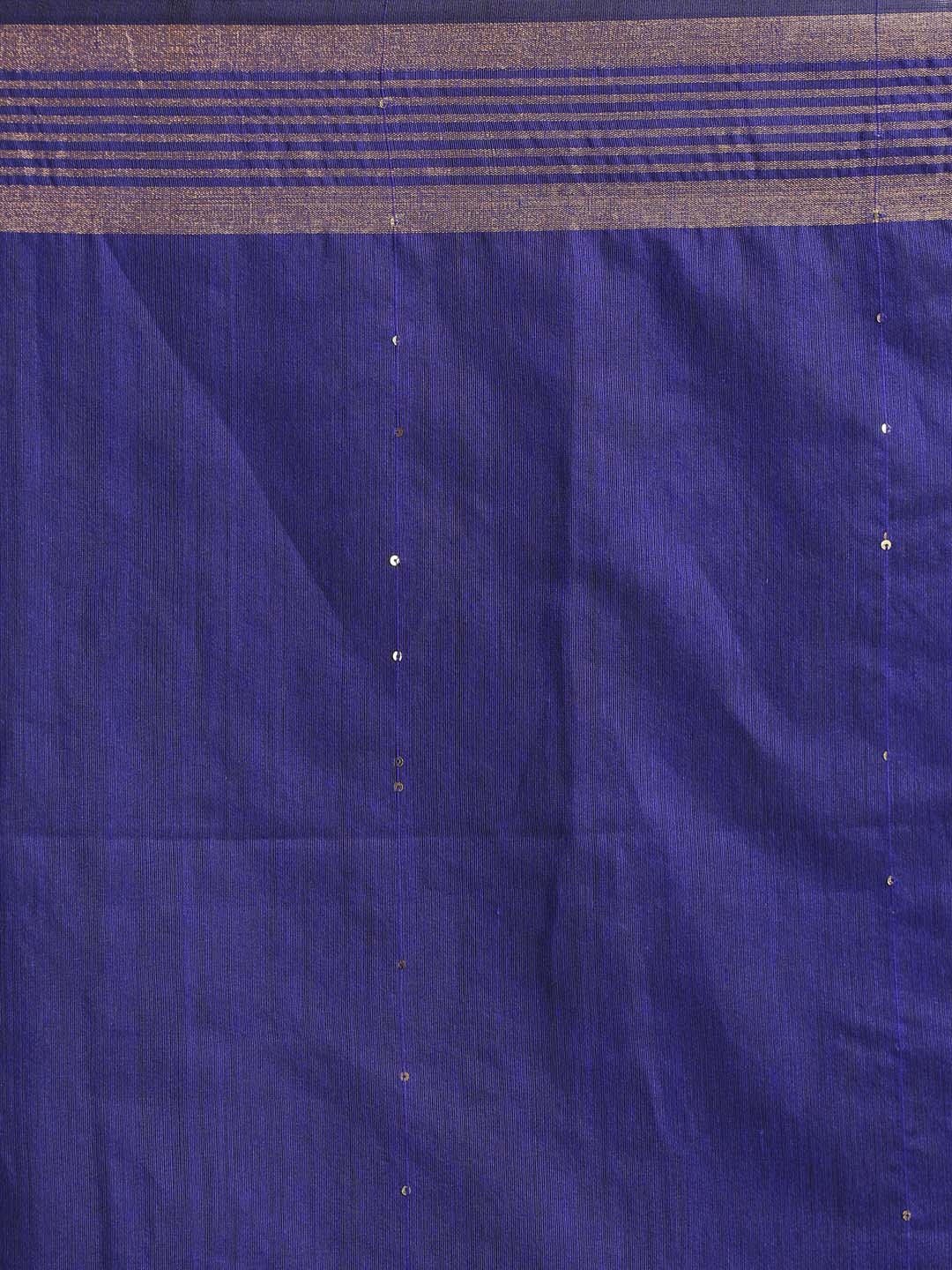 Indethnic Blue Bengal Handloom Cotton Blend Party Saree - Saree Detail View