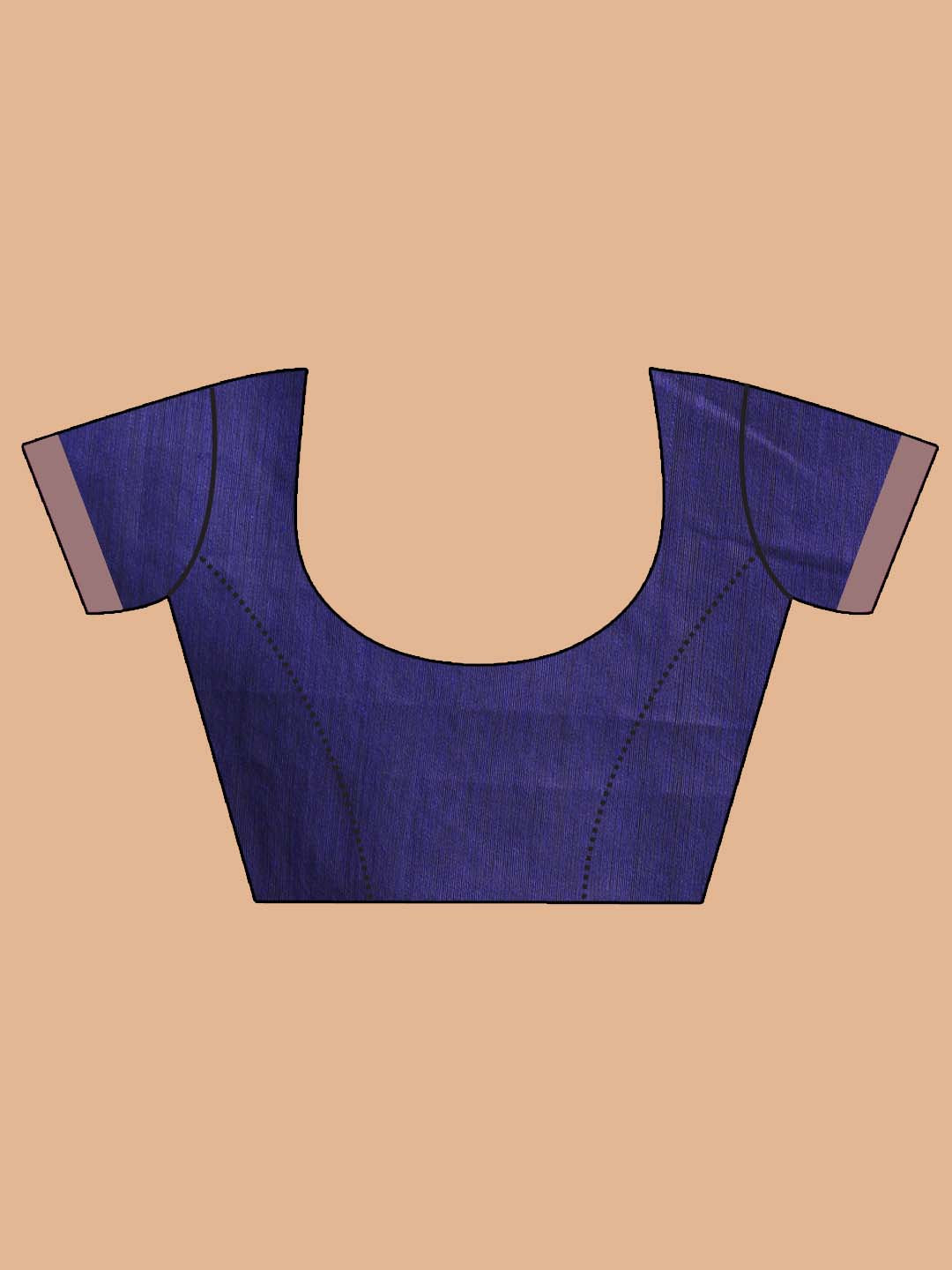 Indethnic Blue Bengal Handloom Cotton Blend Party Saree - Blouse Piece View