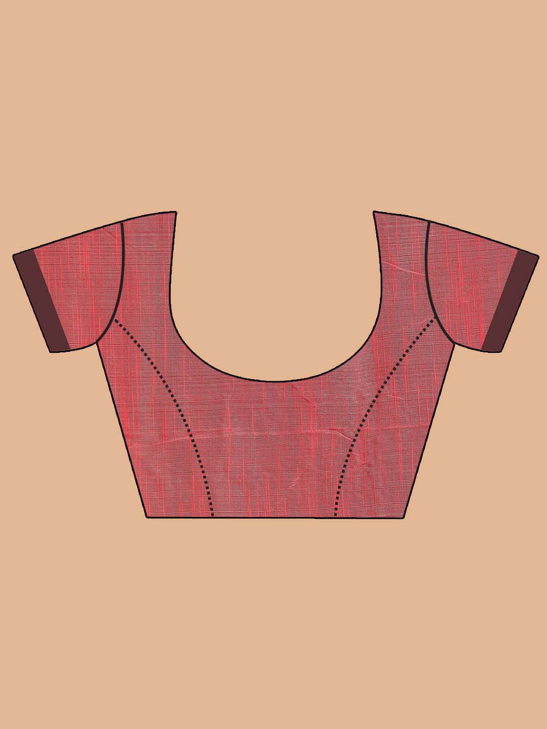 Indethnic Silver Bengal Handloom Cotton Blend Work Saree - Blouse Piece View