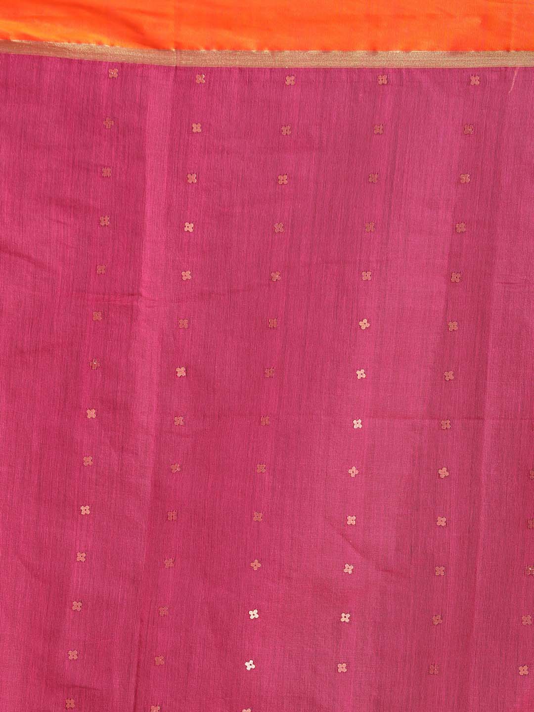Indethnic Pink Bengal Handloom Cotton Blend Work Saree - Saree Detail View