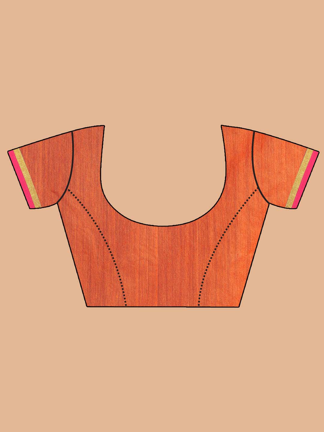 Indethnic Pink Bengal Handloom Cotton Blend Work Saree - Blouse Piece View