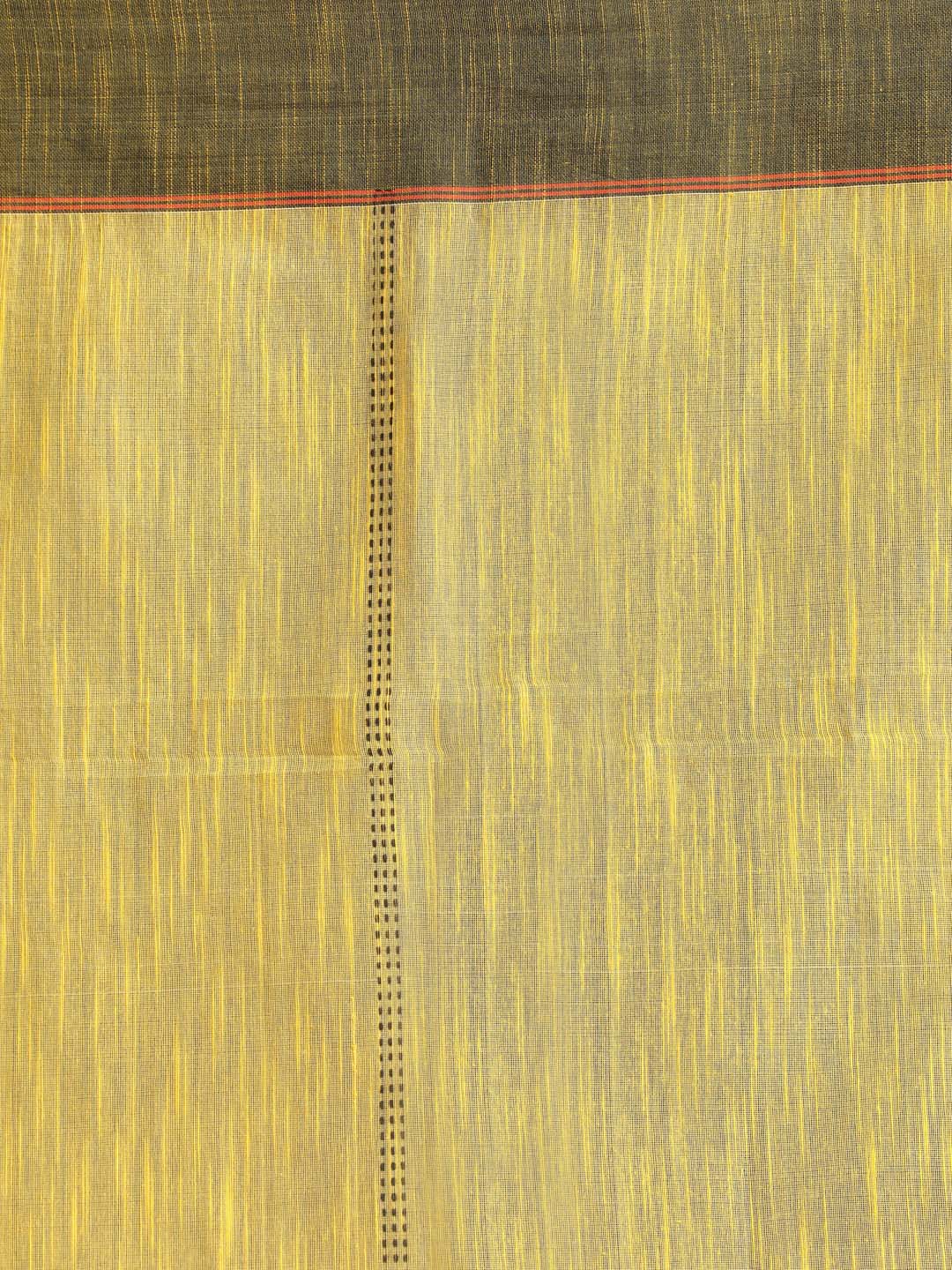 Indethnic Yellow Bengal Handloom Cotton Blend Work Saree - Saree Detail View