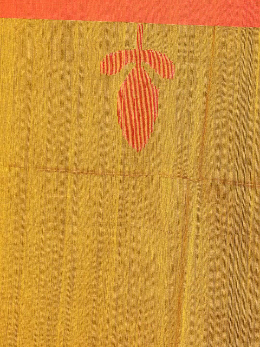 Indethnic Yellow Bengal Handloom Cotton Blend Work Saree - Saree Detail View