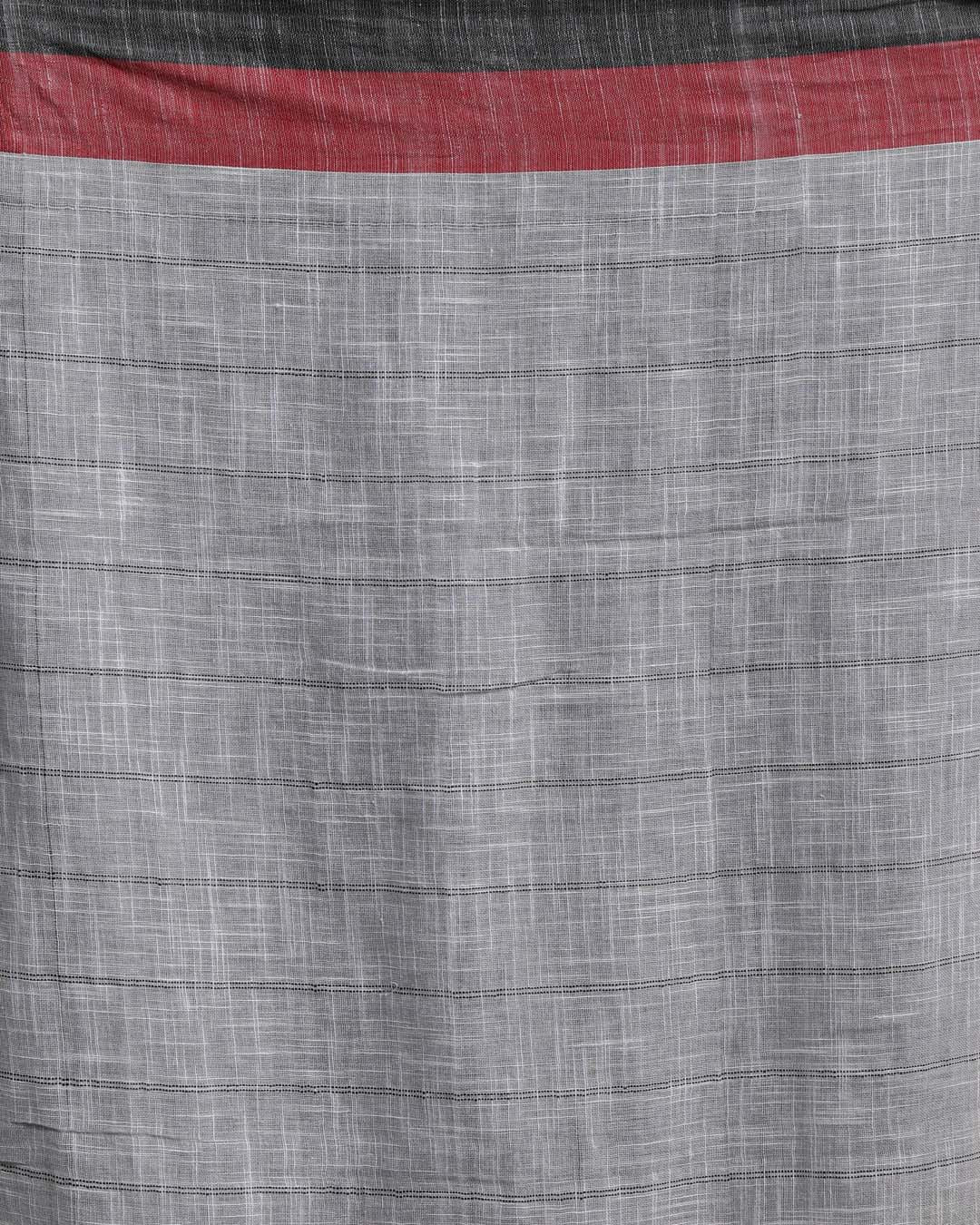 Indethnic White Checked Daily Wear - Saree Detail View