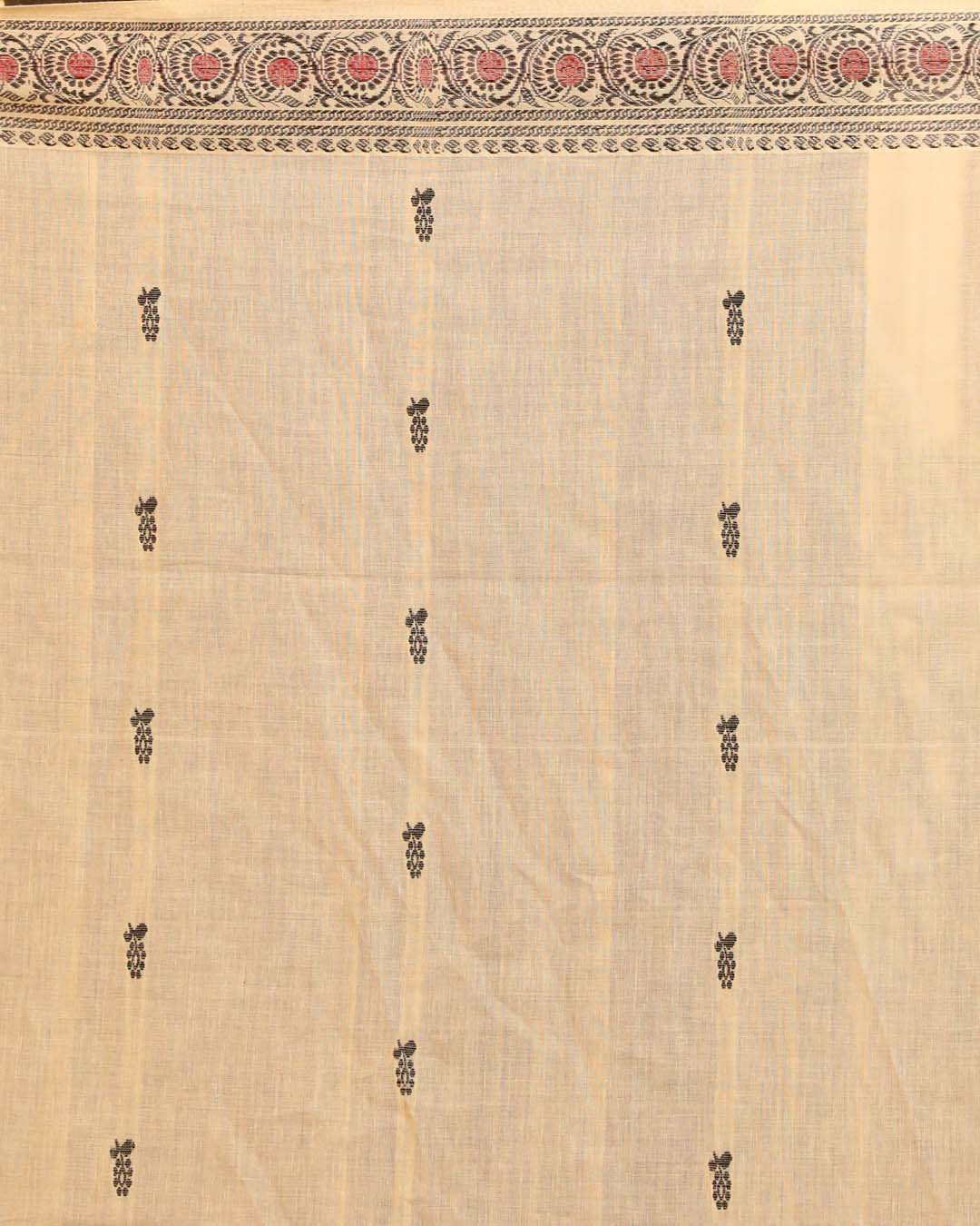 Indethnic White Woven Design Traditional Wear - Saree Detail View