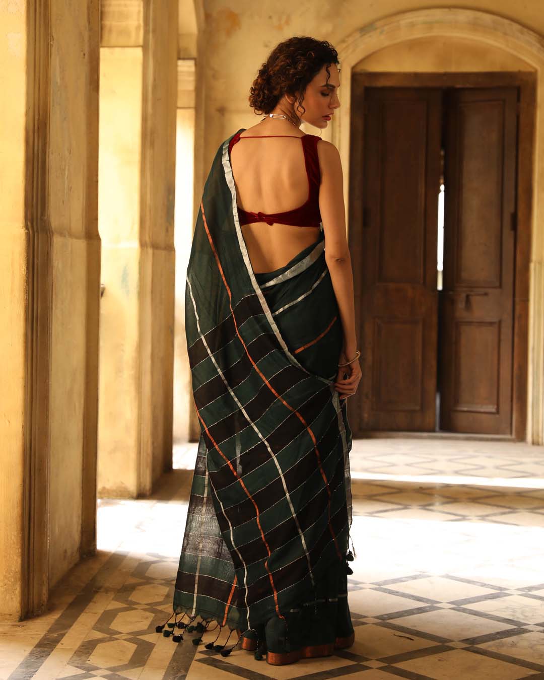 EMERALD ESSENCE (HANDLOOM 100% PURE COTTON SAREE)