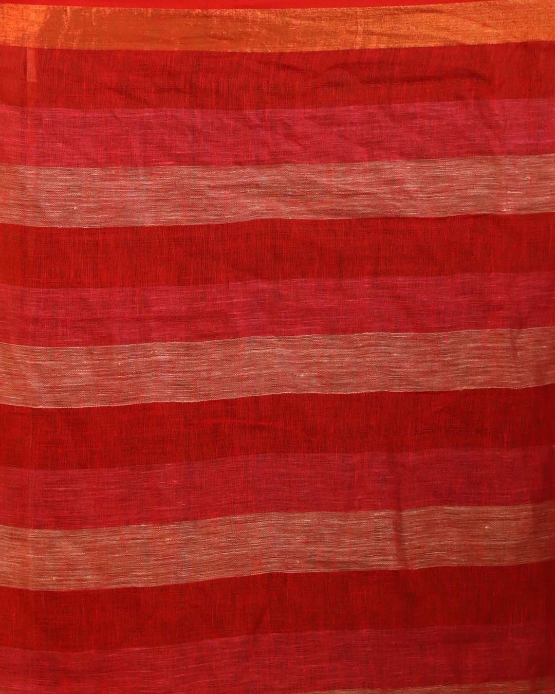 CRIMSON FLAIR  (BENGAL HANDLOOM PURE LINEN SAREE)