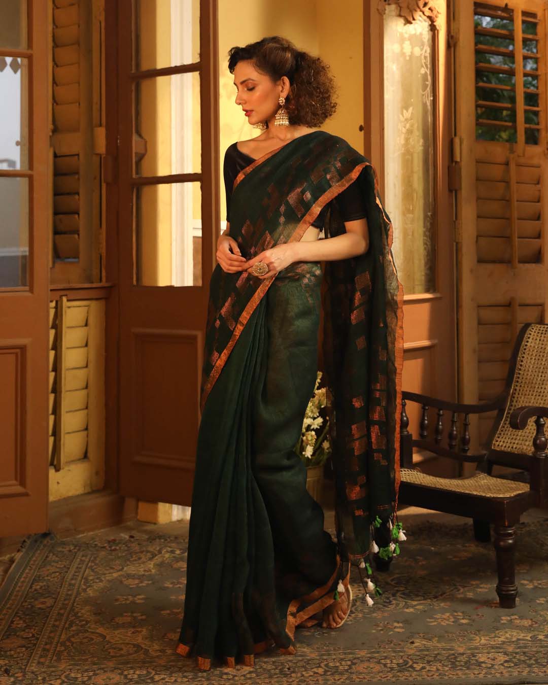 Indethnic Green Solid Daily Wear - View 2