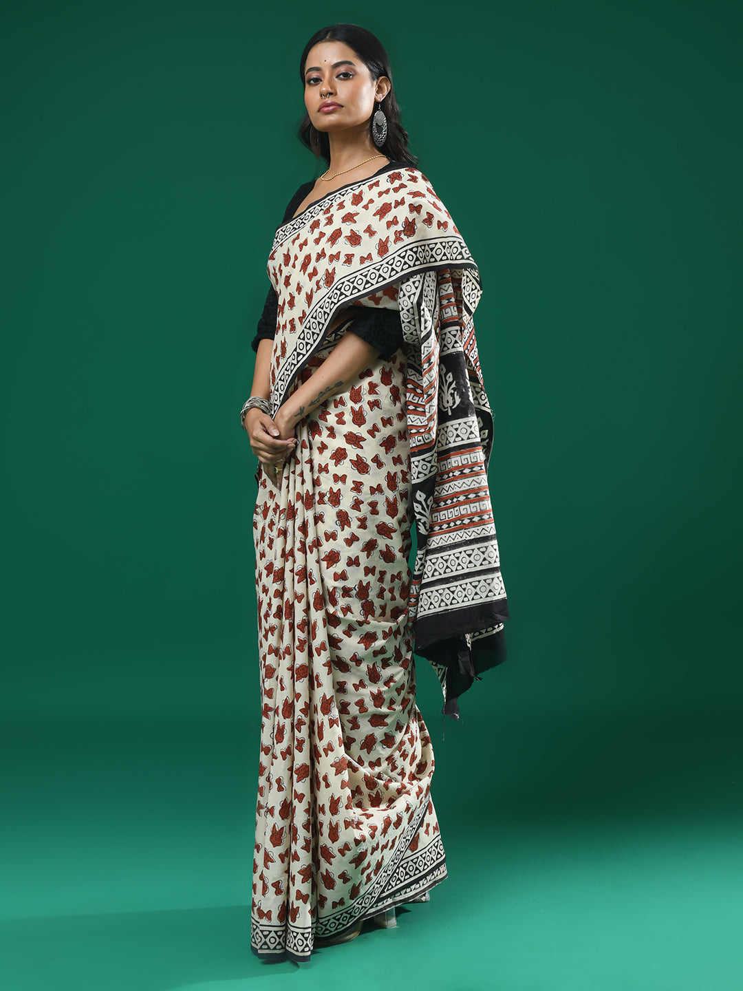 CRIMSON LEGACY (BAGRU 100% PURE COTTON SAREE)