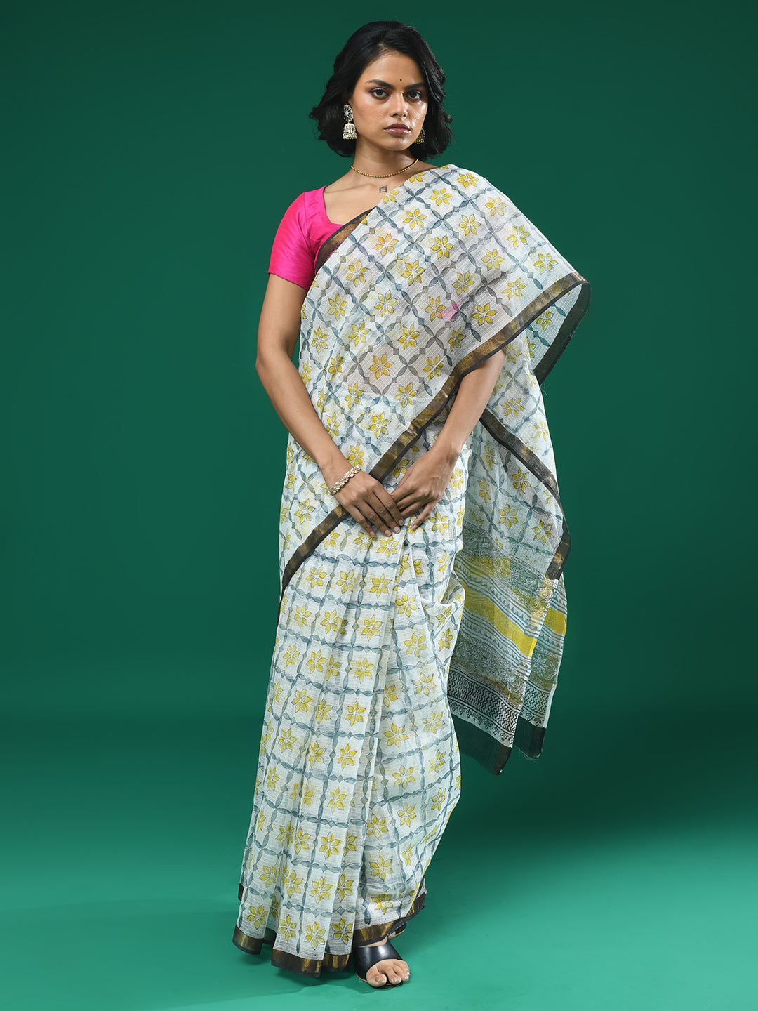 IVORY ILLUSIONS (BAGRU SILK COTTON SAREE)