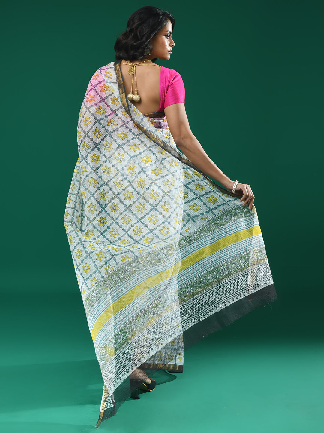 IVORY ILLUSIONS (BAGRU SILK COTTON SAREE)