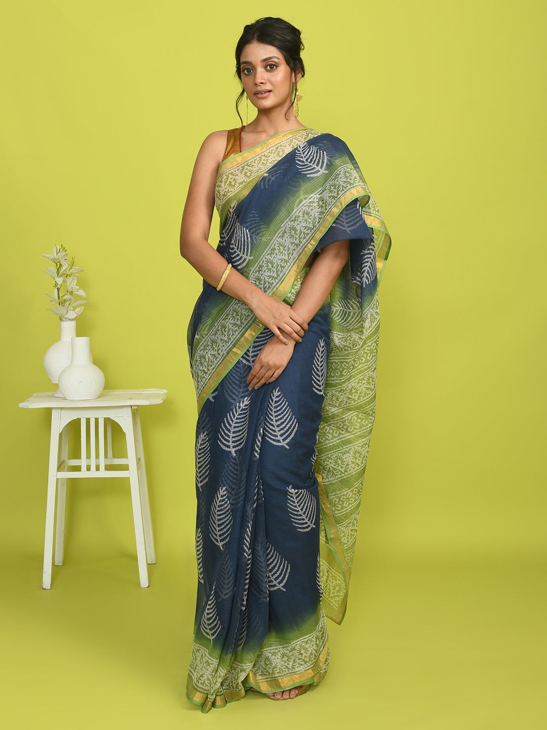 BLUE ENIGMA (BAGRU SILK COTTON SAREE)