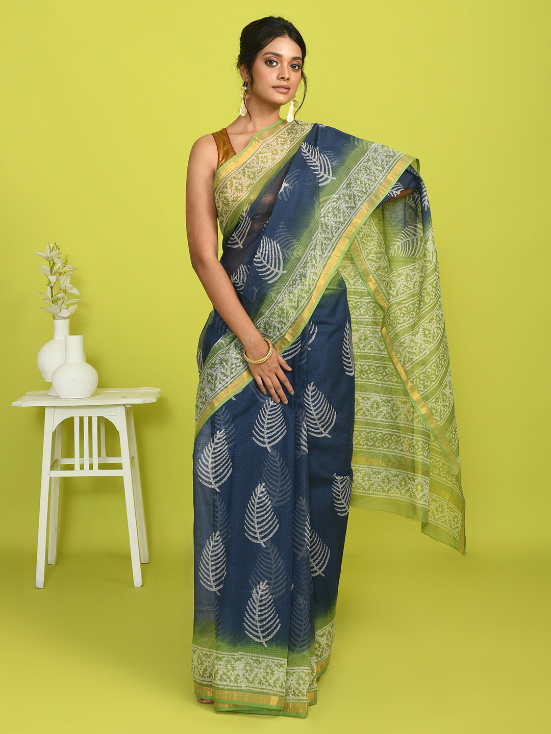 BLUE ENIGMA (BAGRU SILK COTTON SAREE)