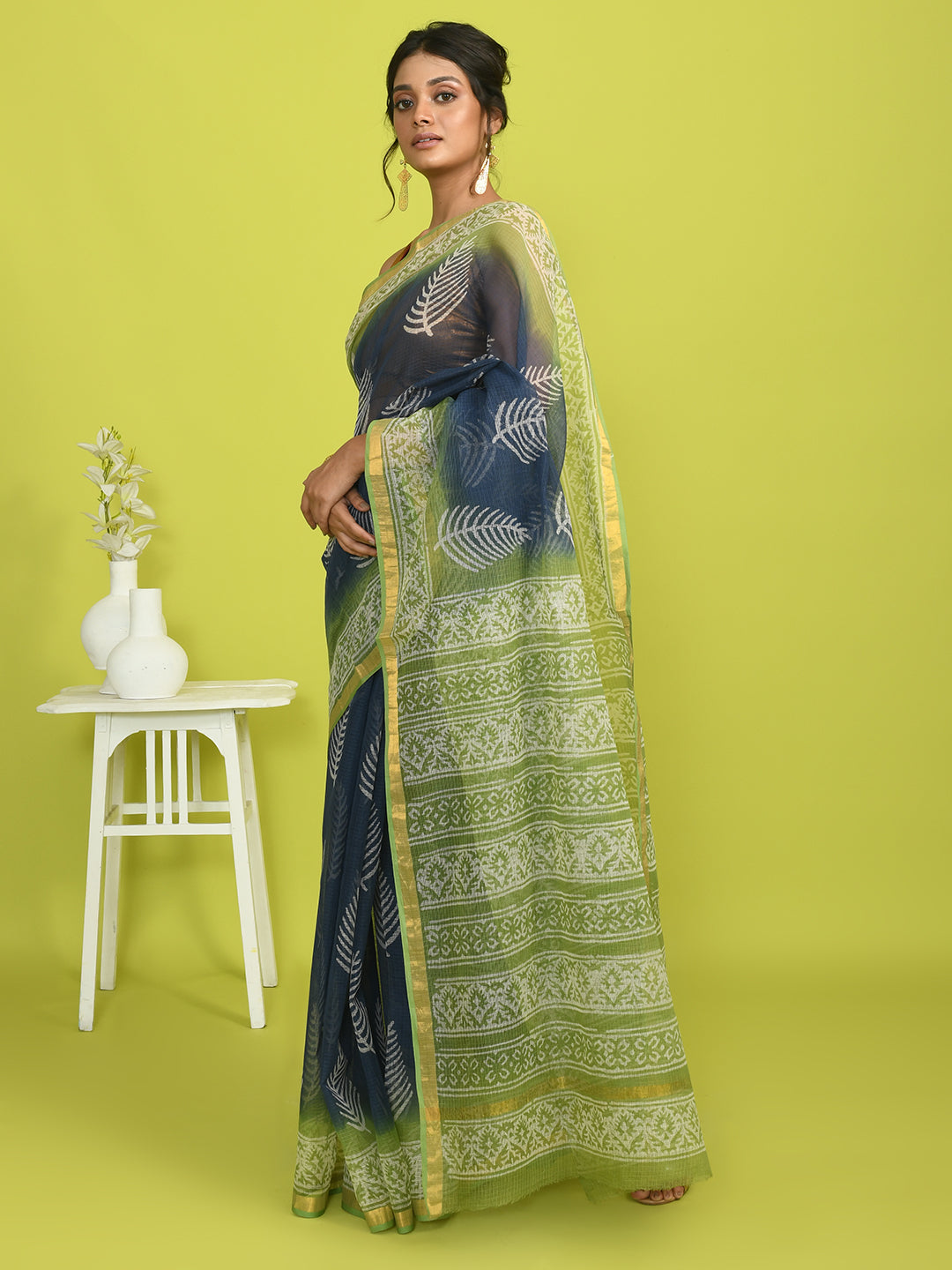 BLUE ENIGMA (BAGRU SILK COTTON SAREE)
