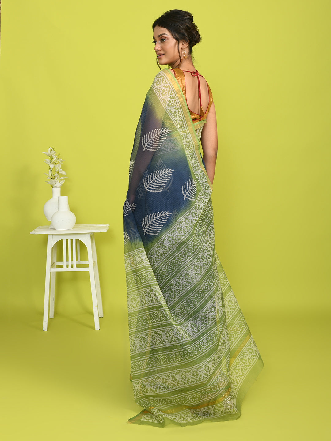BLUE ENIGMA (BAGRU SILK COTTON SAREE)