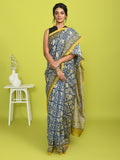 AZURE REVERIE (BAGRU SILK COTTON SAREE)