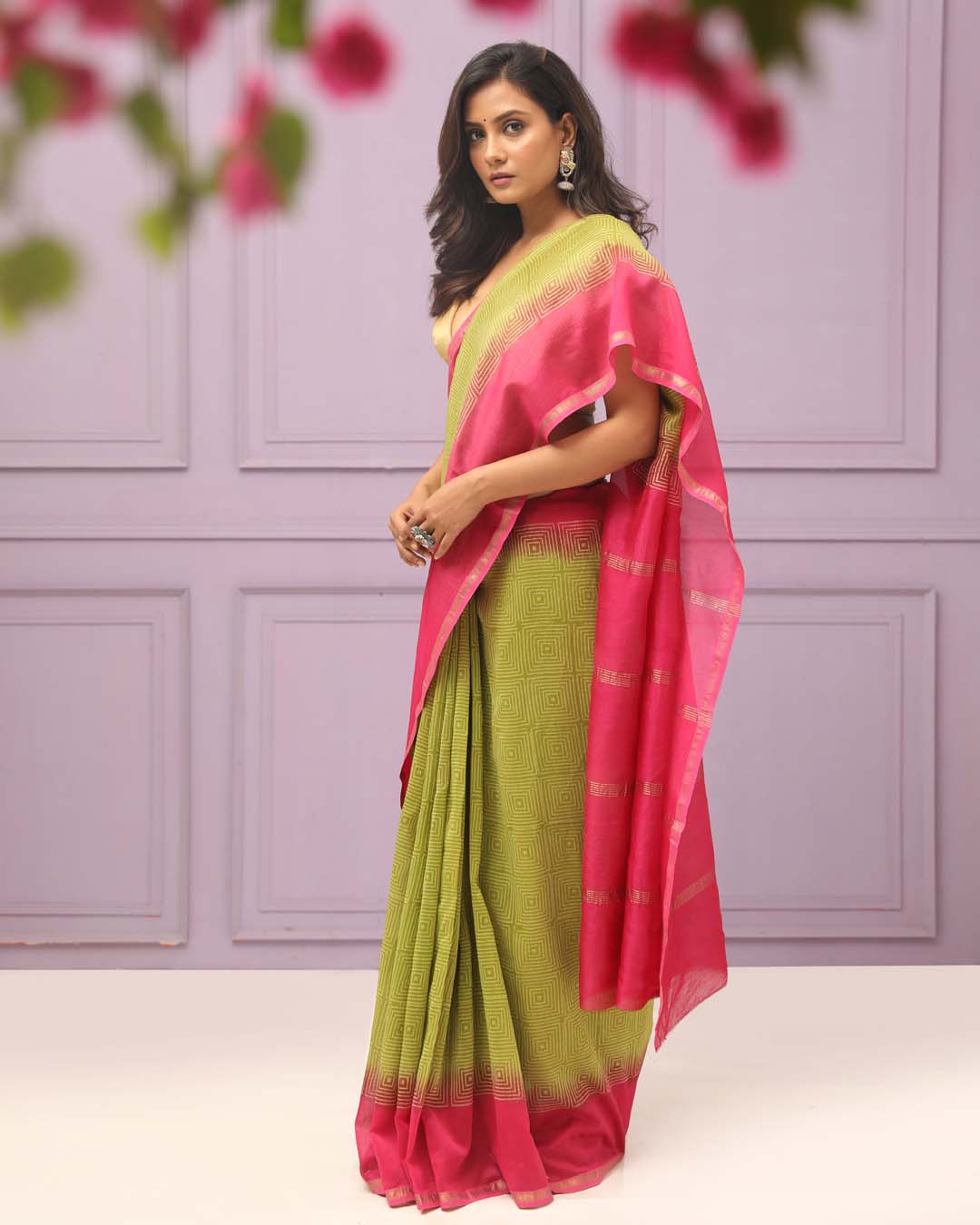 VERDANT HARMONY (BAGRU SILK COTTON SAREE)