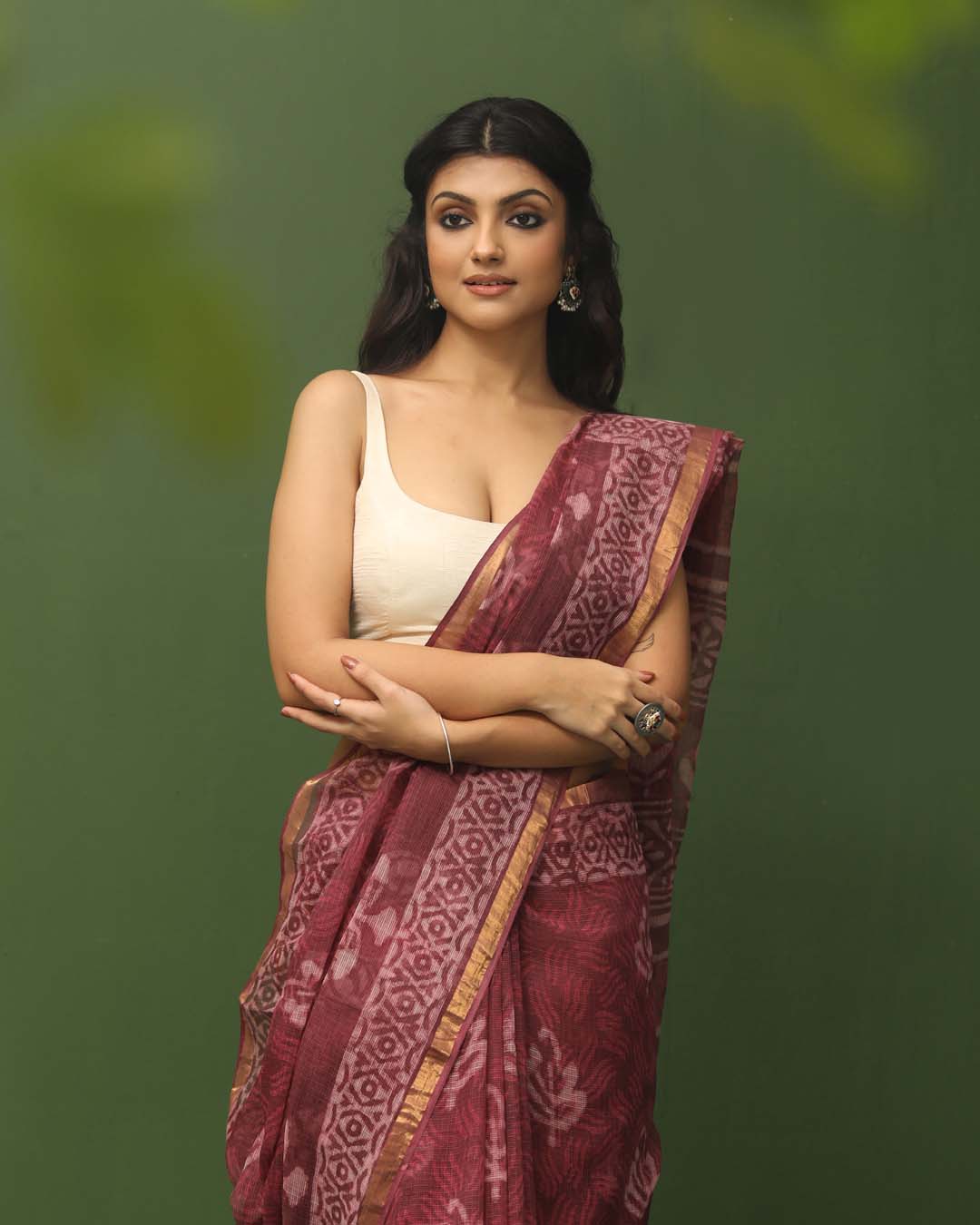 MAGENTA MIRAGE (BAGRU SILK COTTON SAREE)