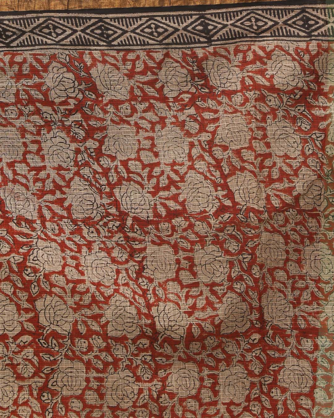 CRIMSON BLOOM (BAGRU SILK COTTON SAREE)