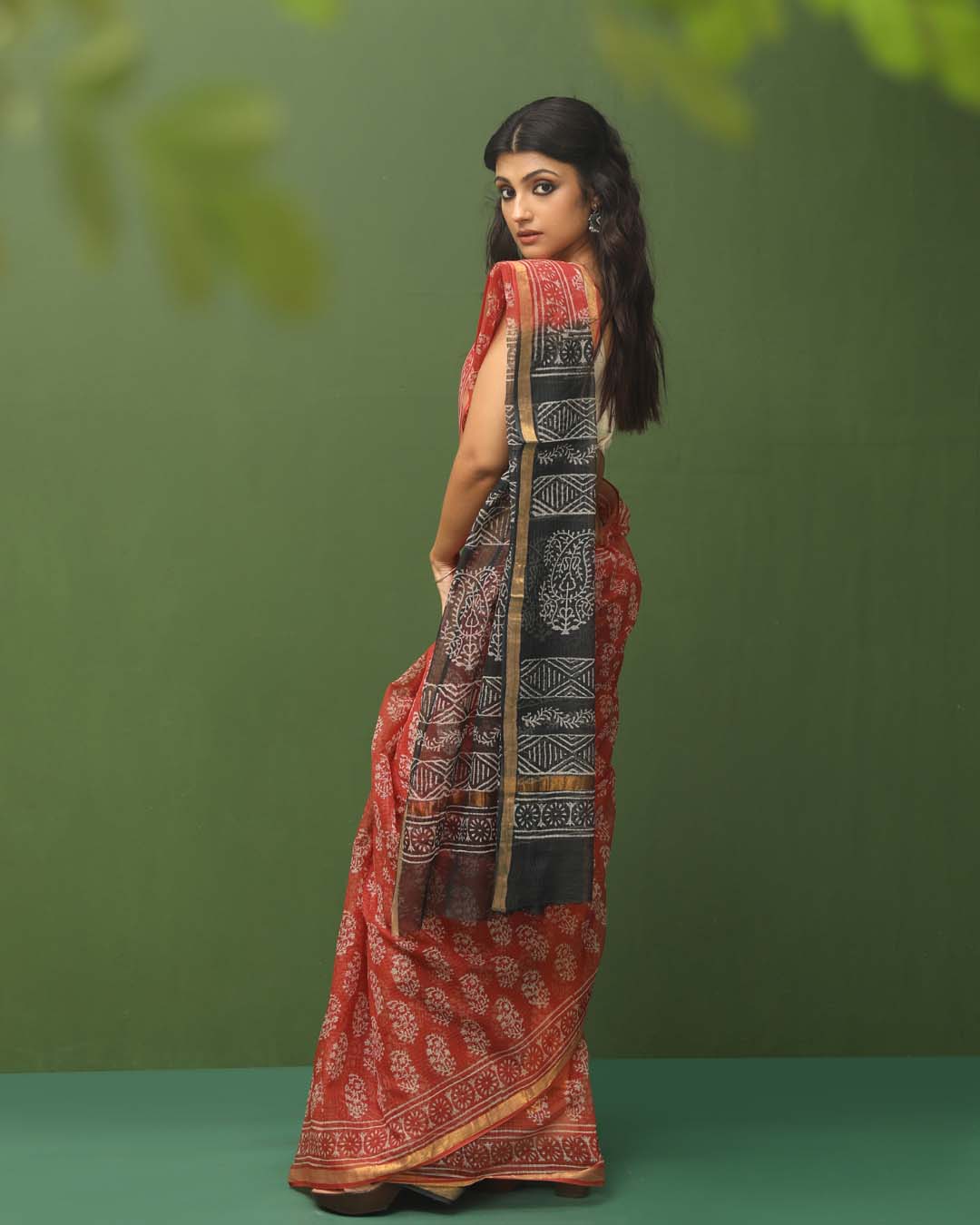 RUST RADIANCE (BAGRU SILK COTTON SAREE)