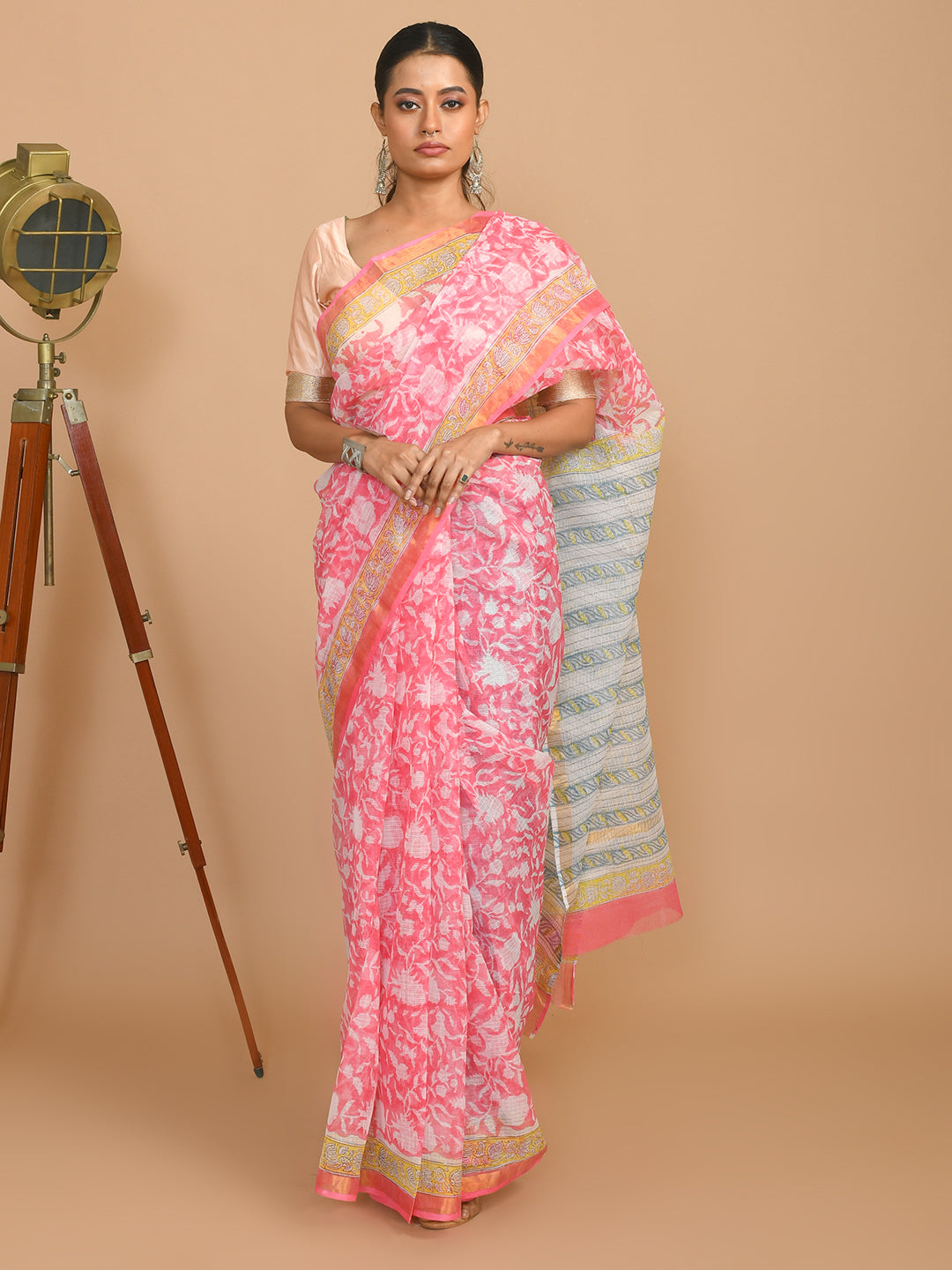 PINK WHIRLWIND (BAGRU SILK COTTON SAREE)