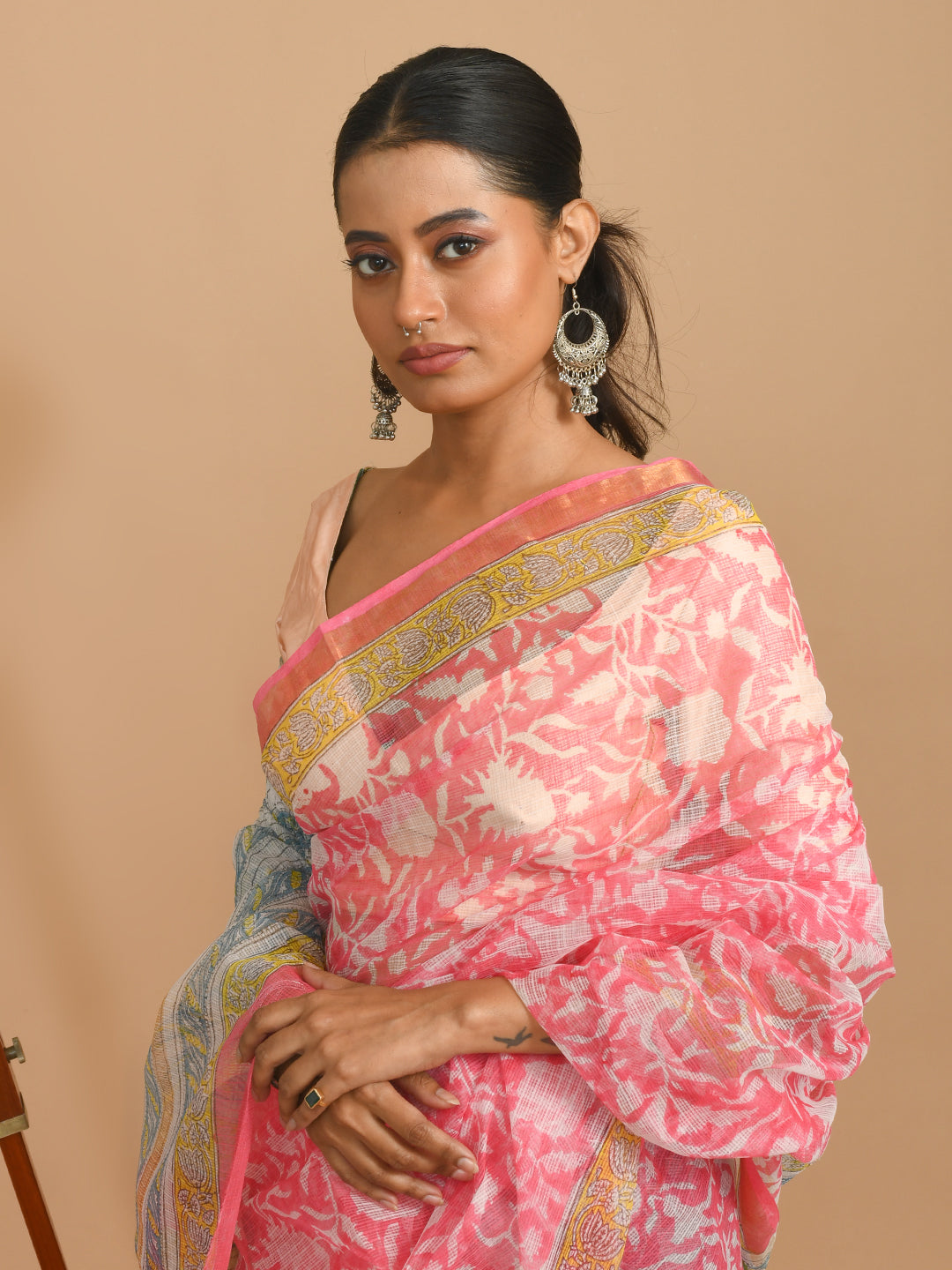 PINK WHIRLWIND (BAGRU SILK COTTON SAREE)