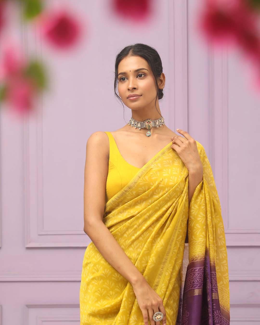 SUNLIT SERENADE (BAGRU SILK COTTON SAREE)