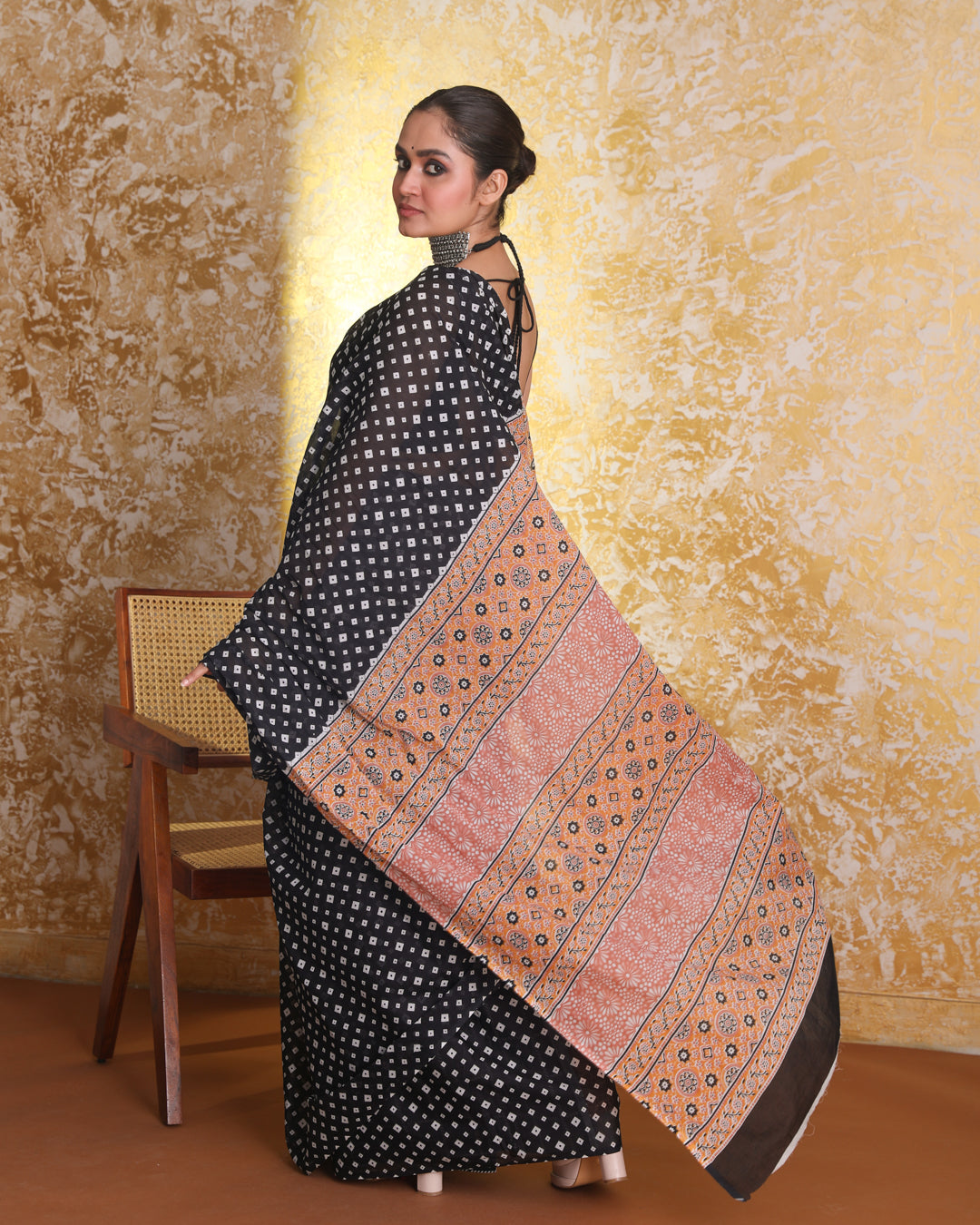 MIDNIGHT PRINT (BAGRU MUL MUL COTTON SAREE)