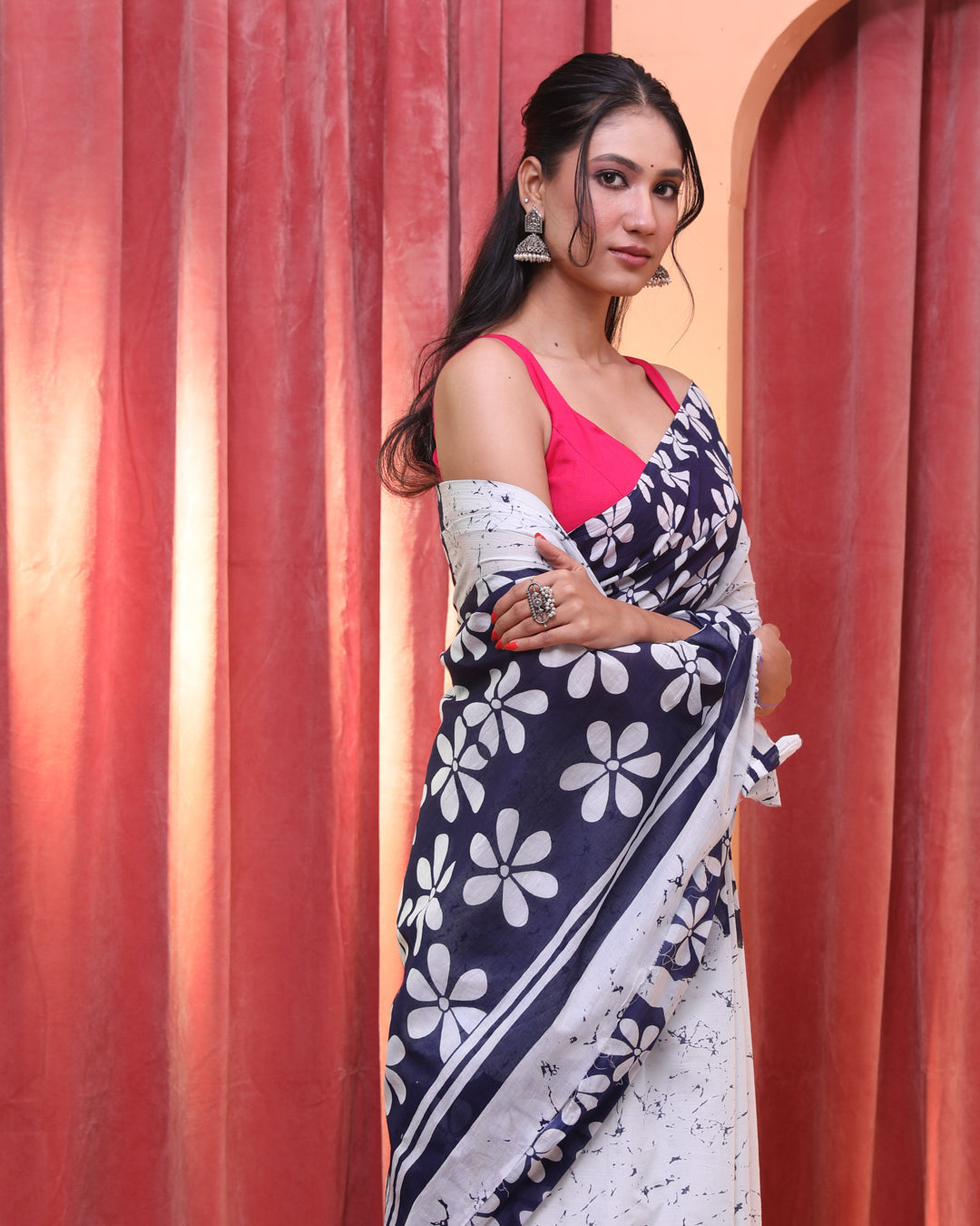 BLUE HARMONY (BAGRU MUL MUL COTTON SAREE)