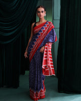 BLUE FUSION (IKKAT MUL MUL COTTON SAREE)