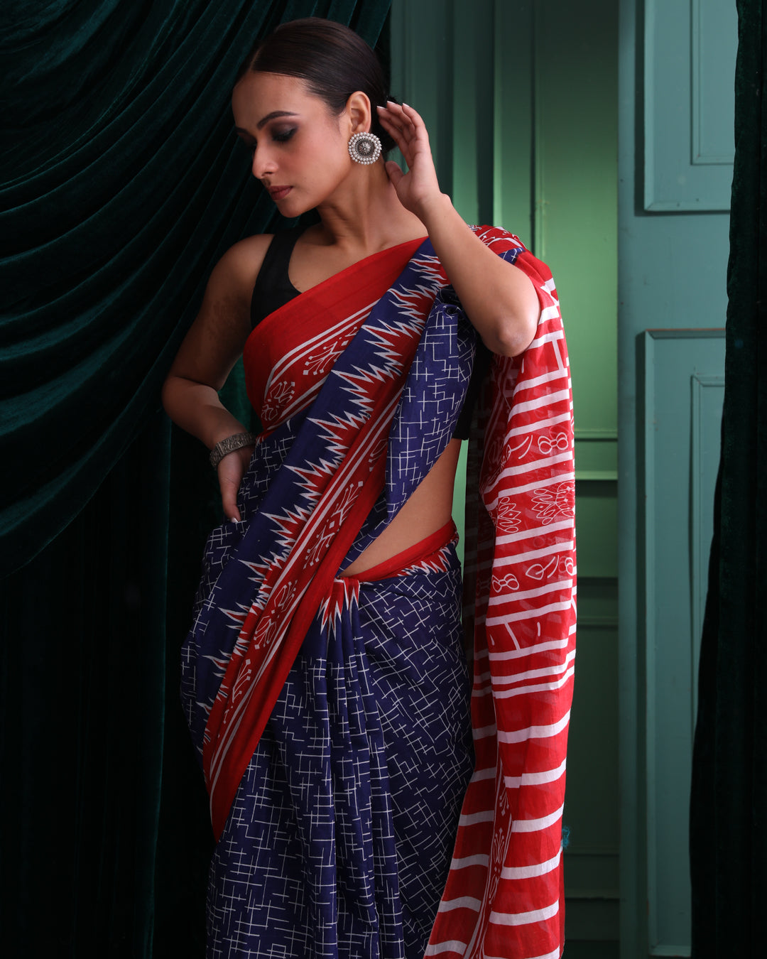 BLUE FUSION (IKKAT MUL MUL COTTON SAREE)