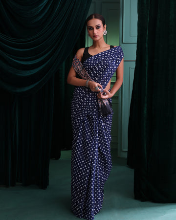 AZURE ALLURE (BAGRU MUL MUL COTTON SAREE)