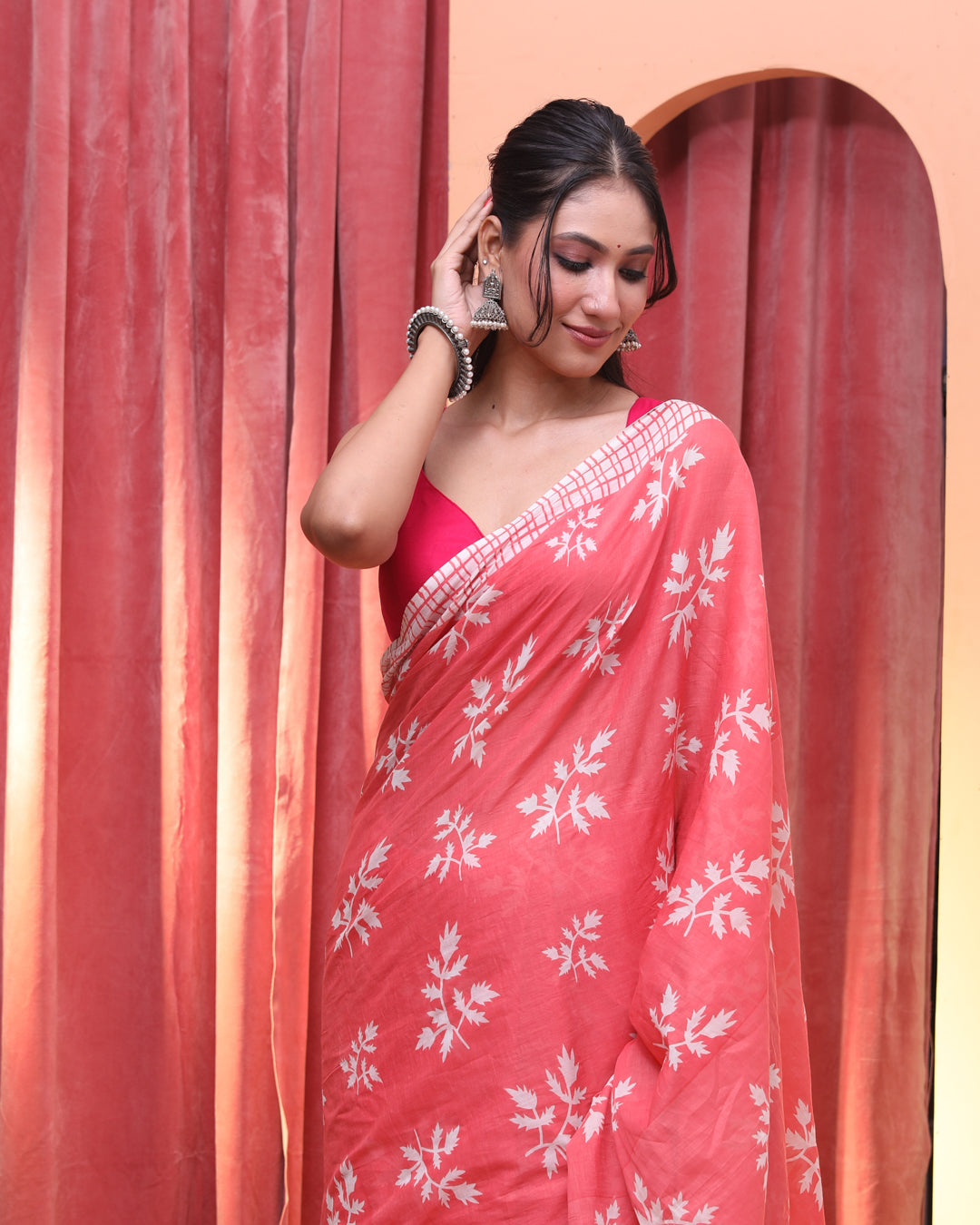 BLUSH RADIANCE (BAGRU MUL MUL COTTON SAREE)