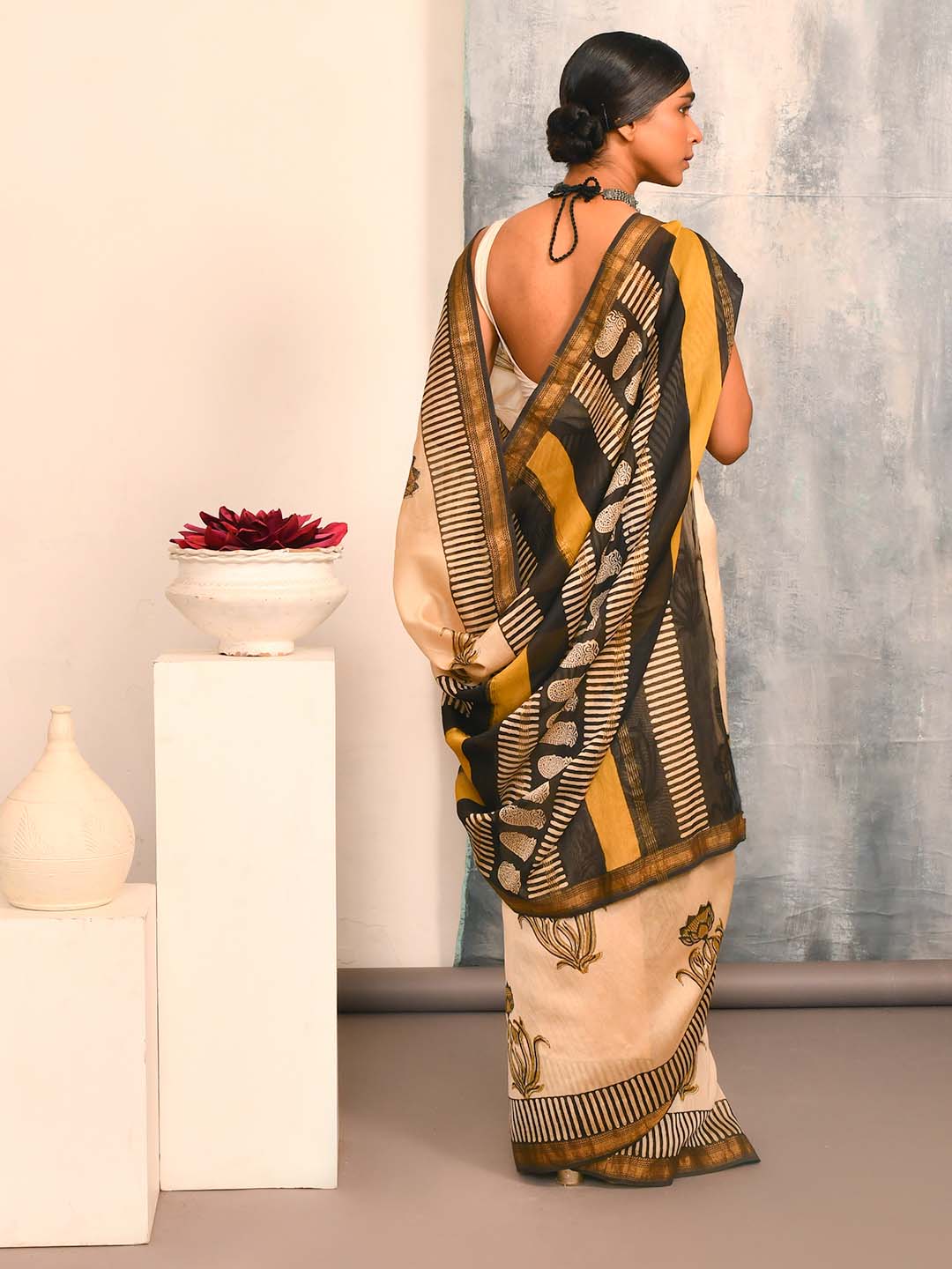 GOLDEN ECHO (BAGRU SILK COTTON SAREE)