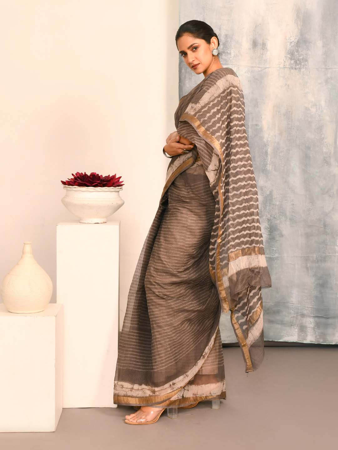 SERENE MOCHA  (BAGRU SILK COTTON SAREE)
