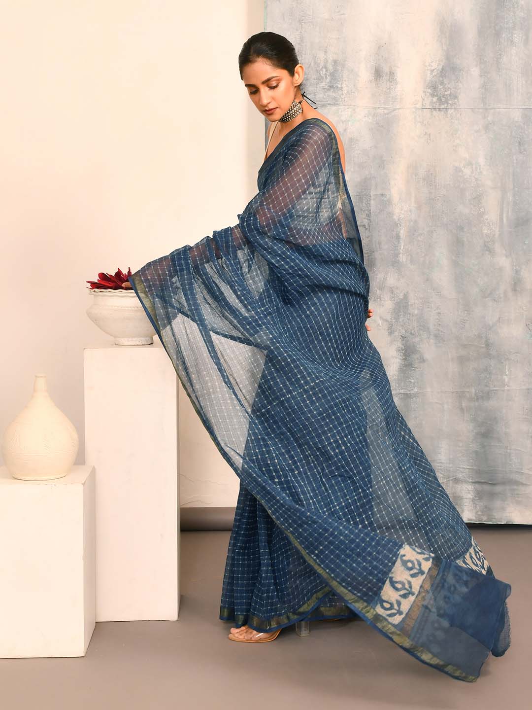 AZURE DREAM (BAGRU SILK COTTON SAREE)