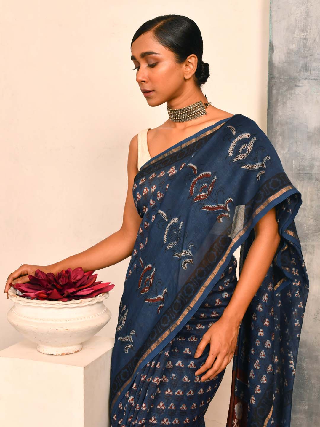 INDIGO WHISPERS (BAGRU SILK COTTON SAREE)