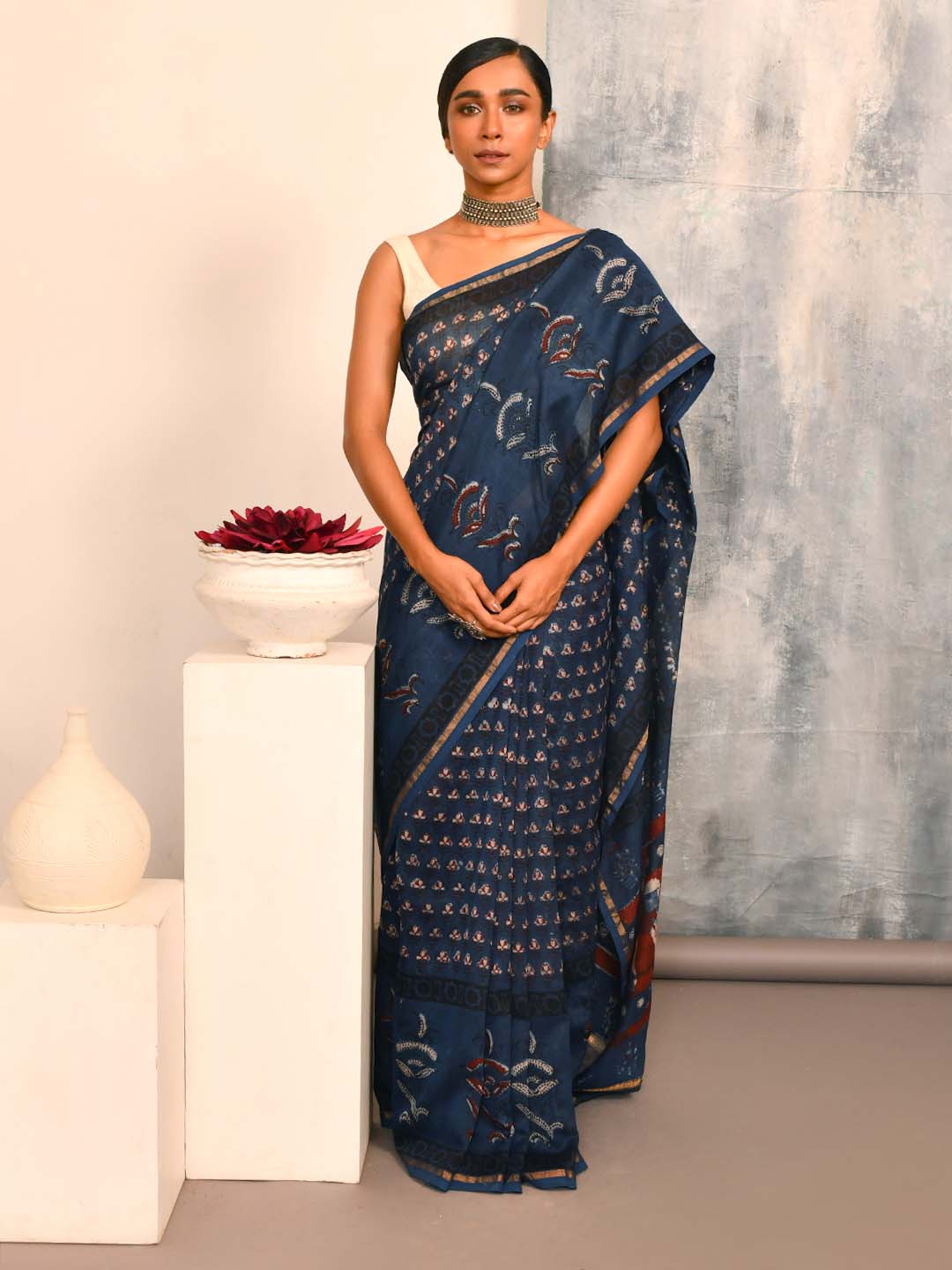 INDIGO WHISPERS (BAGRU SILK COTTON SAREE)