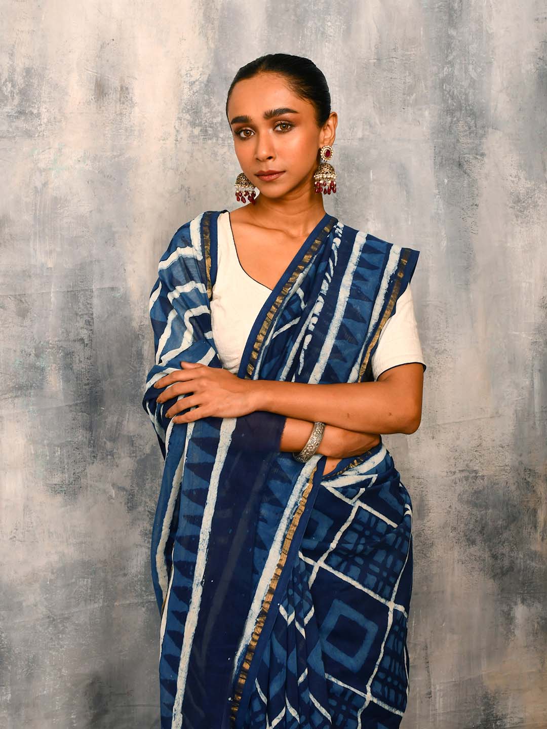INDIGO GRACE (BAGRU SILK COTTON SAREE)