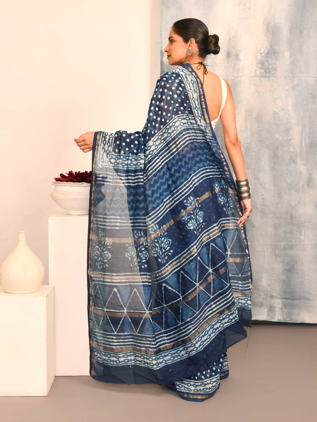 INDIGO ESSENCE (BAGRU SILK COTTON SAREE)