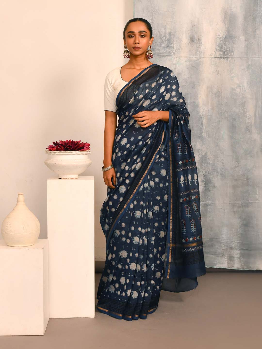 INDIGO HERITAGE (BAGRU SILK COTTON SAREE)