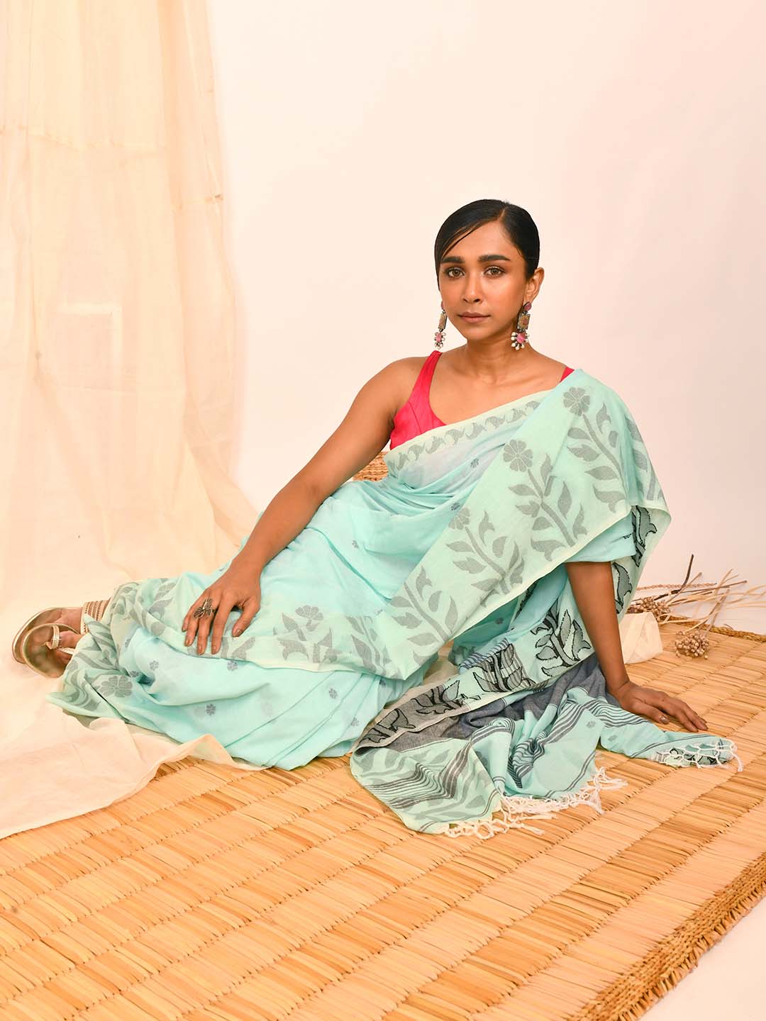 BLUE ELYSIUM (HANDLOOM 100% PURE COTTON SAREE)